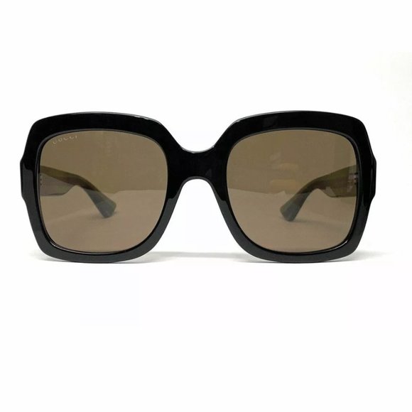 Gucci Women's Black Green Red Rectangle Sunglasses - Picture 2 of 3